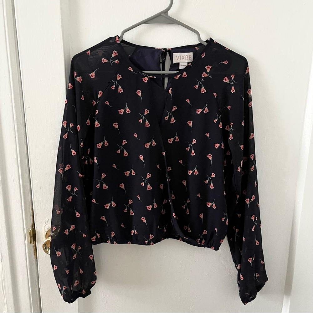 Boutique Floral Surplice Wrap Top S